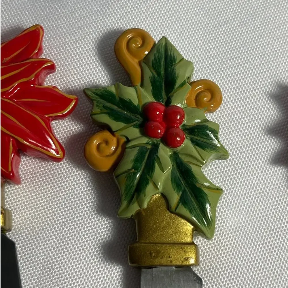 Vintage Set of 3 Christmas Themed Spatulas Charcuterie Entertaining Holidays